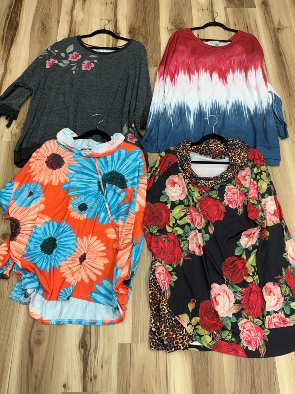 Women’s Mixed Floral and Tie-Dye Women's Tops Bundle W11